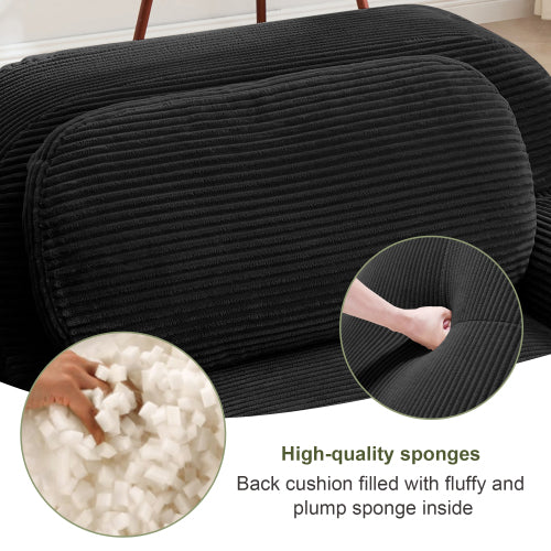 SALA NEGRAS #2 Black Cloud Sectional Black Sofa couch 4-seat L-shaped sofa 32D high-resilience sponge anti-slip design chaise design extra-wide curved armrests multi-free combination no assembly for studies living rooms media rooms,Black