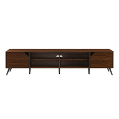 Contemporary 2 Door Minimalist TV Stand For TVs Up To 90" - Dark Walnut