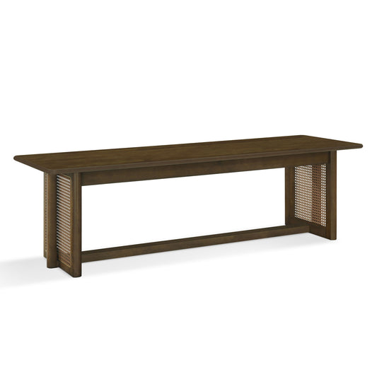 Dining Bench With Rattan Weave
