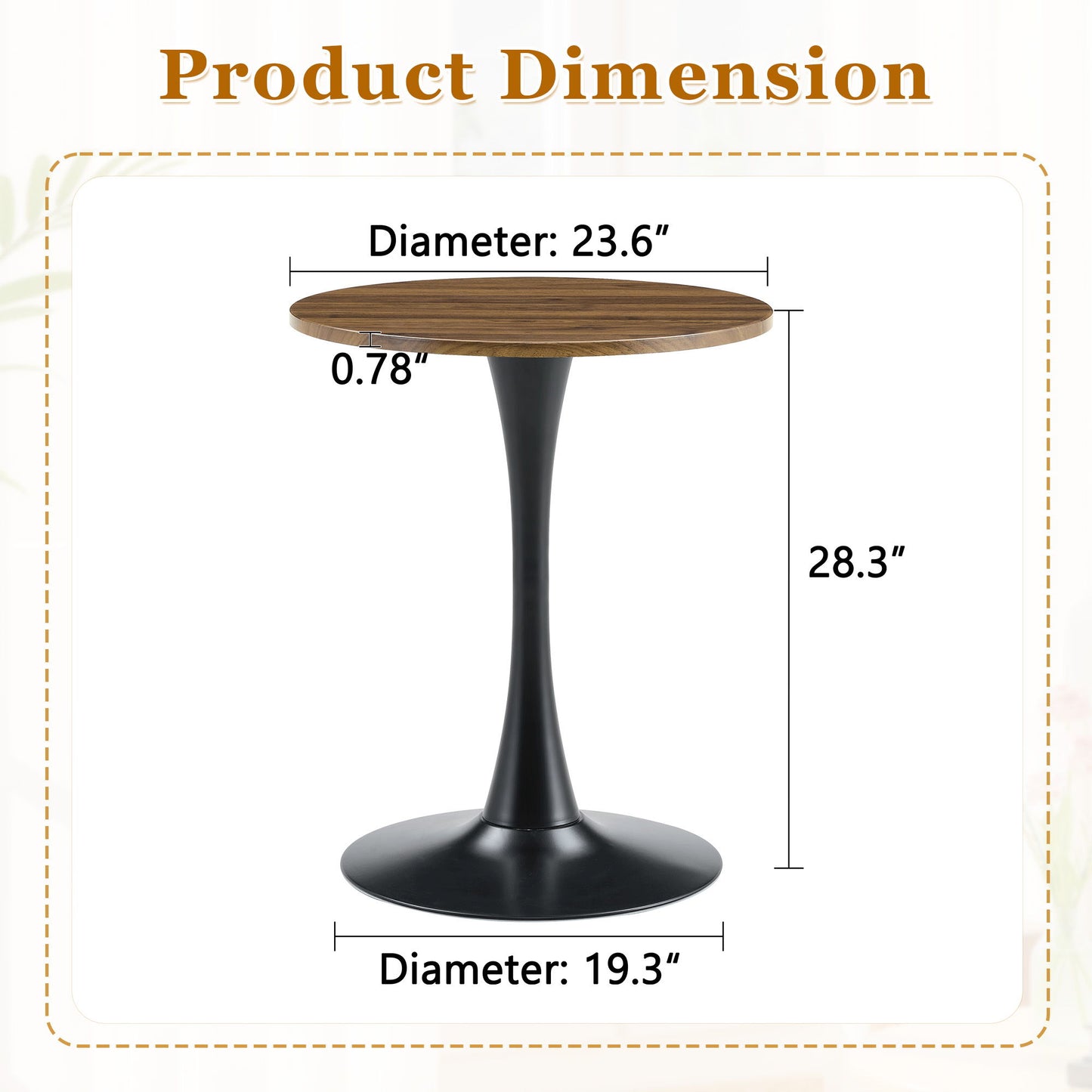 Round Dining Table With Thickened Engineered Wood Top And Metal Pedestal, 23.6" Diameter For Kitchen, Living Room, Or Small Spaces