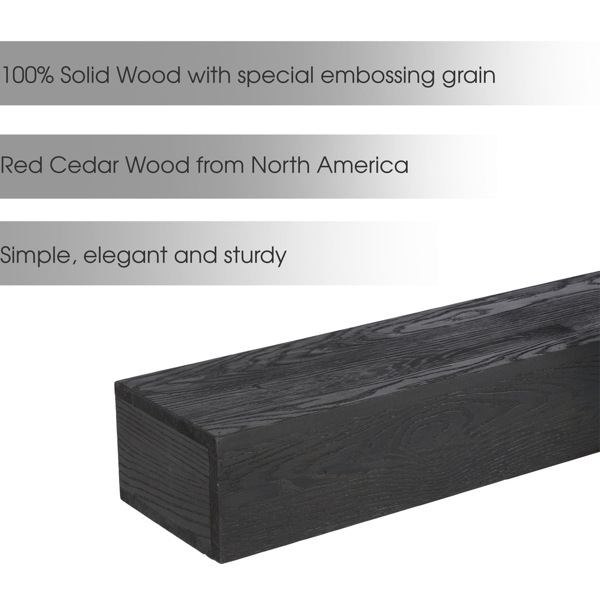 48'' Embossed Fireplace Mante, Wall Mounted Floating Shelf - Black