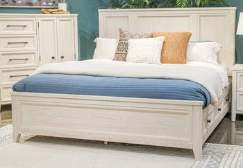 Darbonton - Queen Panel Footboard With Roll Slats - Dove White