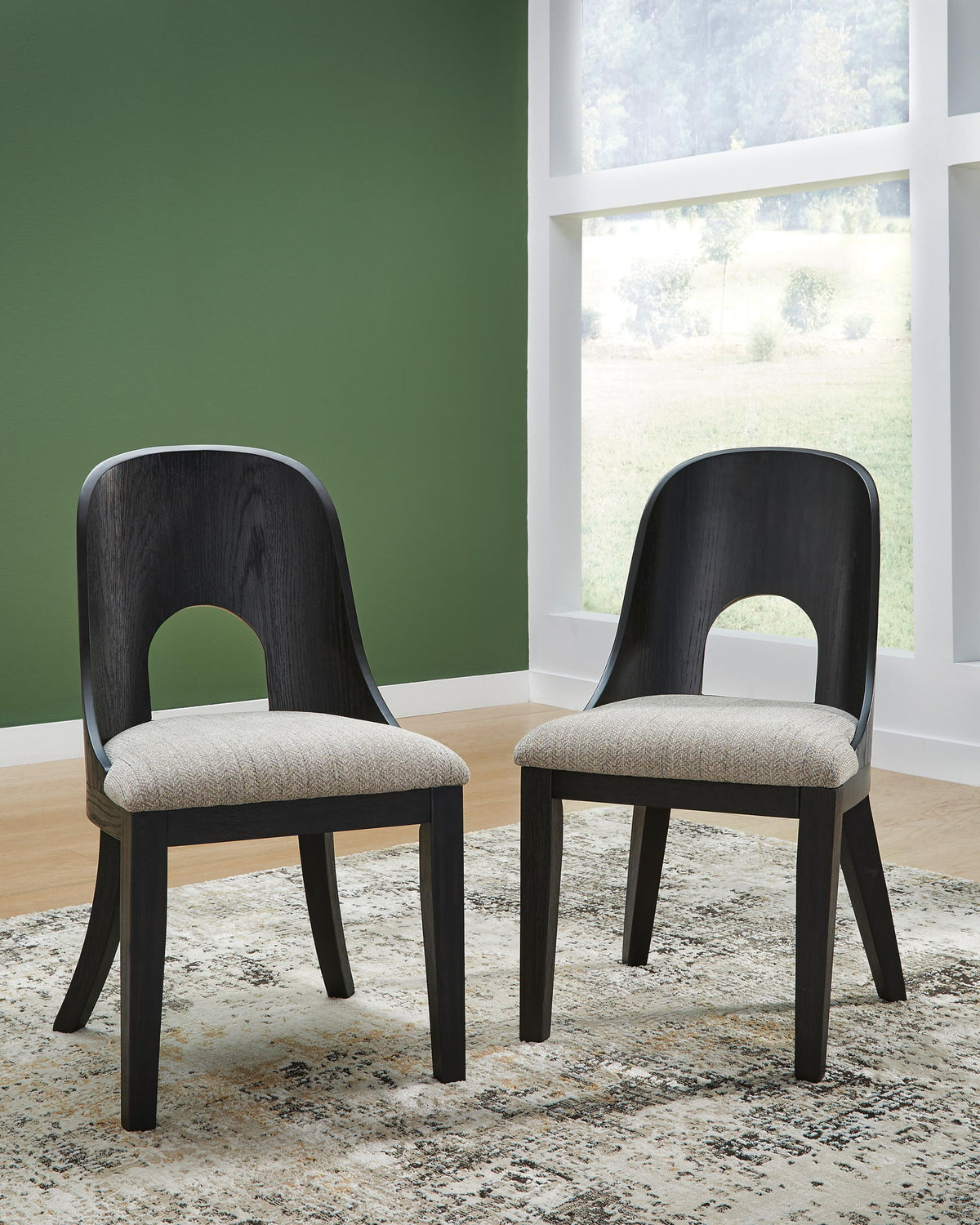 Rowanbeck - Dining Upholstered Side Chair (Set of 2) - Gray / Black