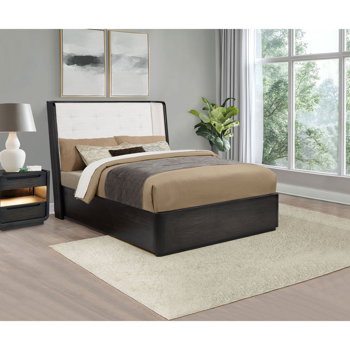 Bangor - Wingback Bed With Upholstered Headboard