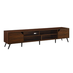 Contemporary 2 Door Minimalist TV Stand For TVs Up To 90" - Dark Walnut