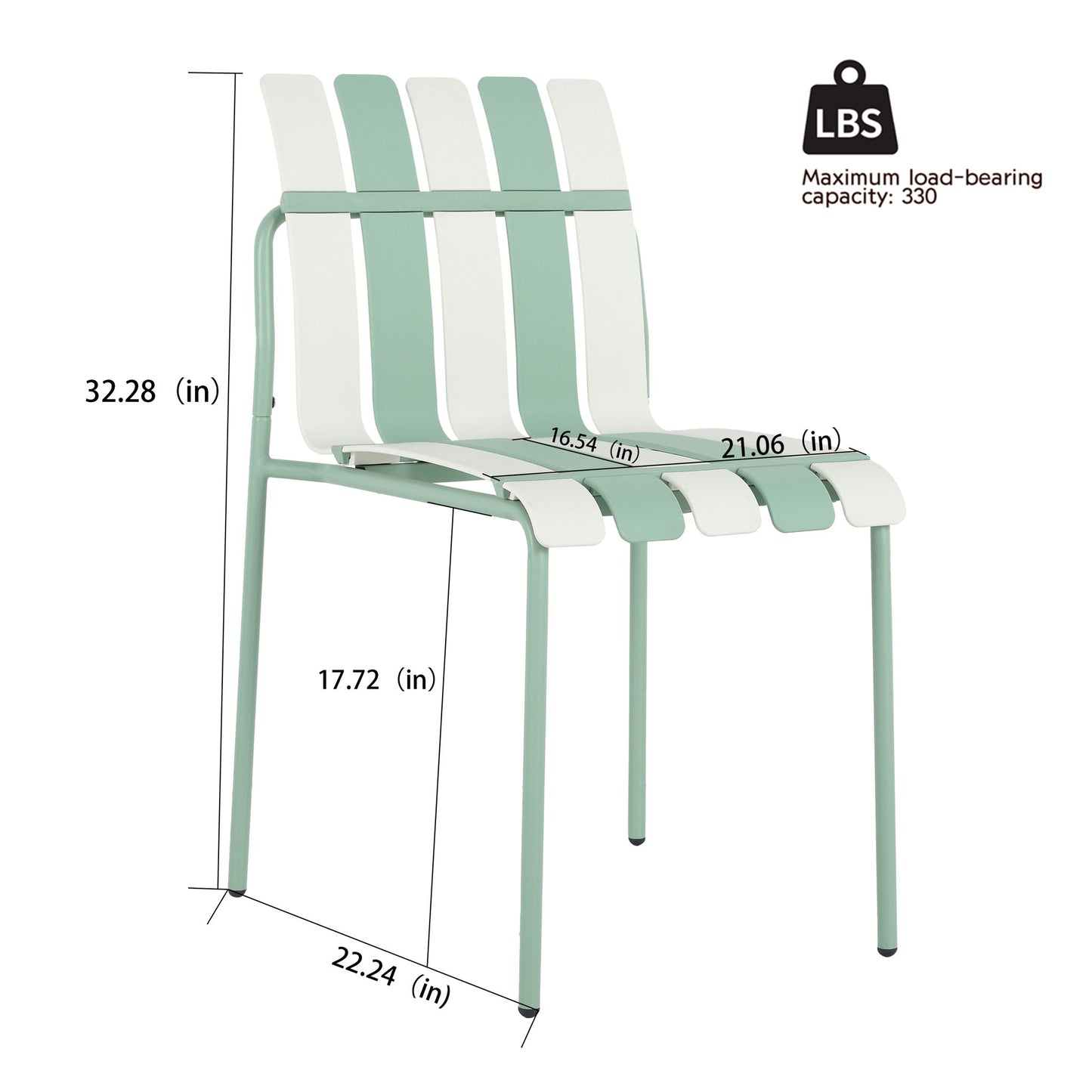 4 Piece Set Of Color Block Designed Single Chairs & Round Table - Cream White / Haze Green / White