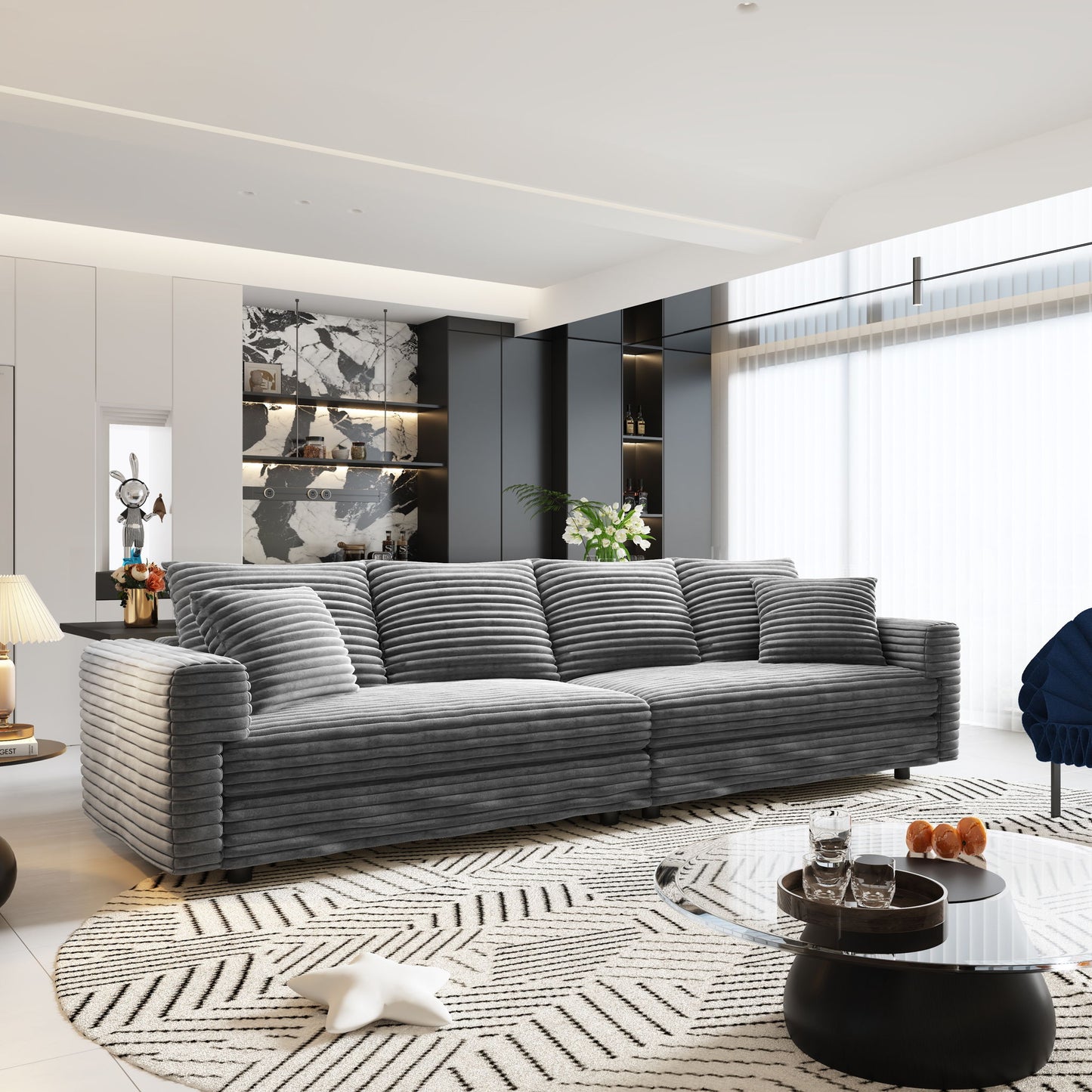 4 Seat Sofa, Deep Seat Couches With Soft Pillows