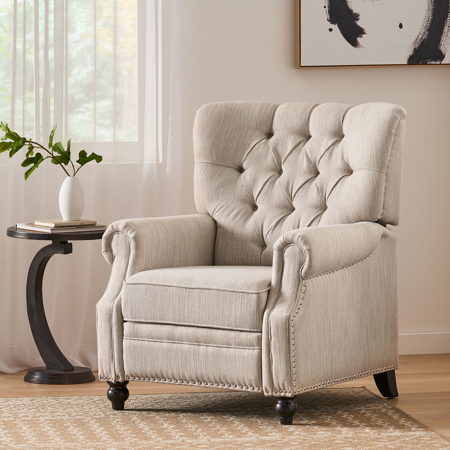 Welch - Contemporary Tufted Pushback Recliner - Beige