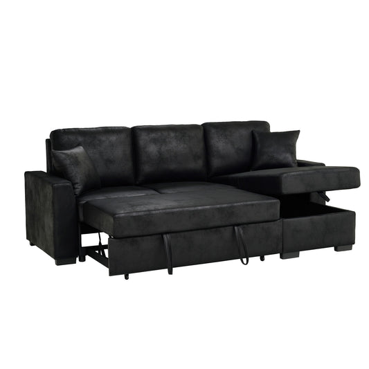 Upholstered Sectional With Pull-Out Bed And Chaise Storage