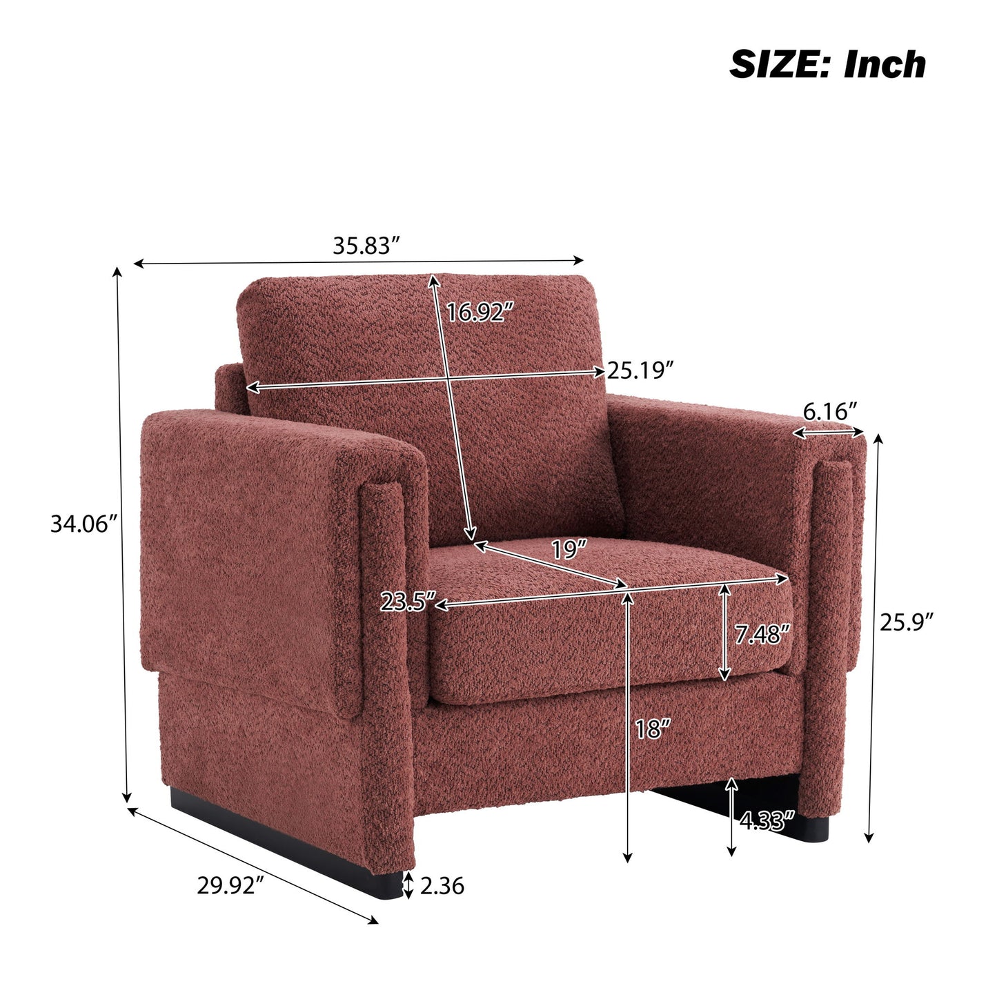 Upholstered Accent Armchair With Square Arm