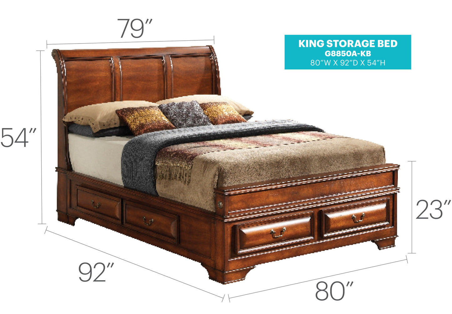 Dovetailed Drawers Storage Bed