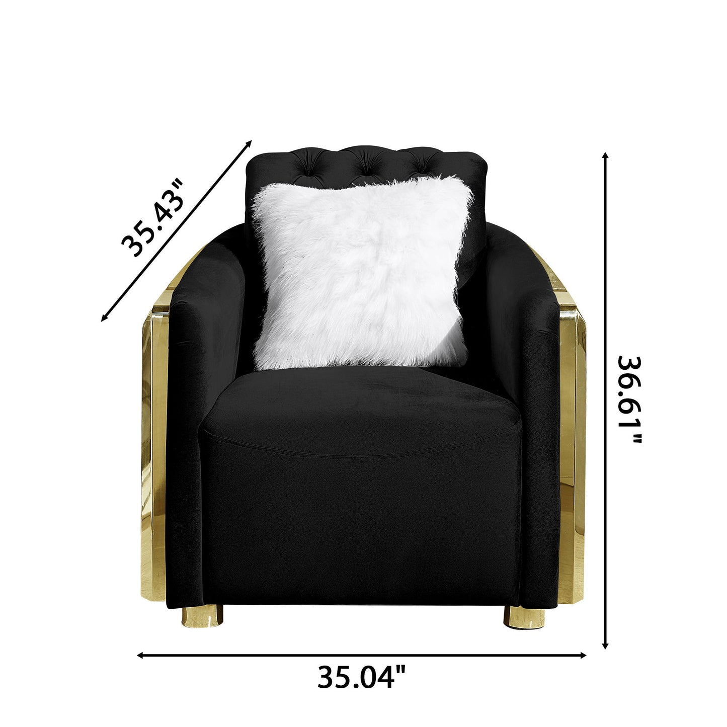 Accent Chair With Button Tufted Diamond Grid & 1 Pillow For Living Room