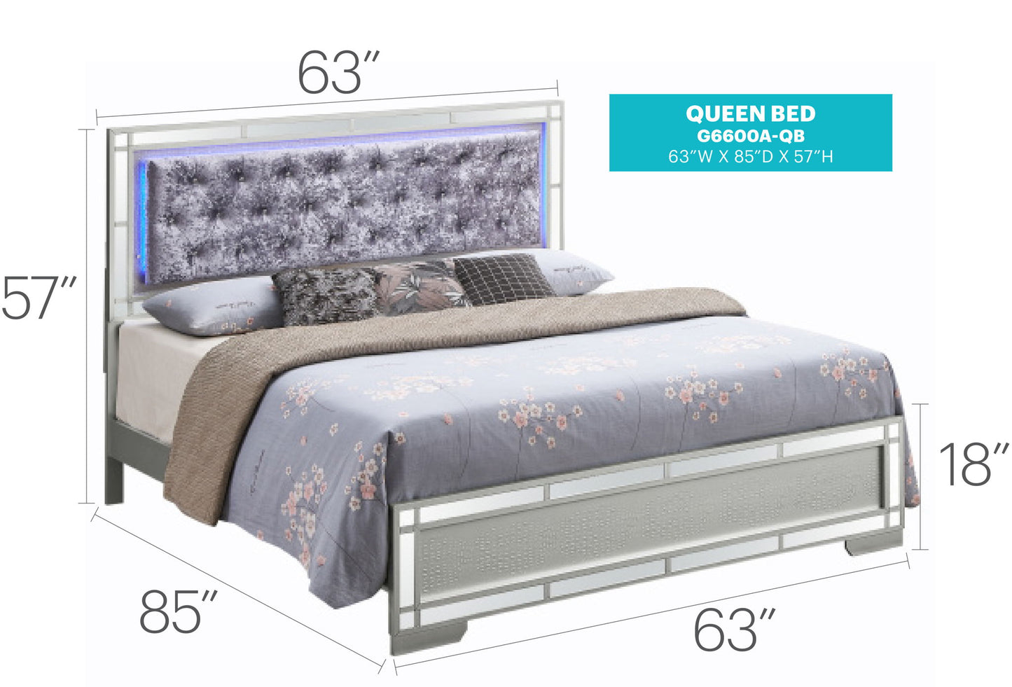 Madison - Upholstered Bed With LED