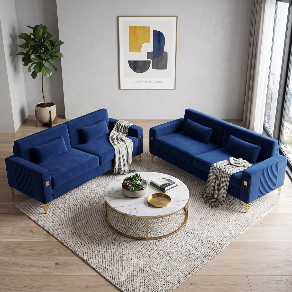 2 Pieces Sofa Sofa Set With Removable Cushions For Home Apartment