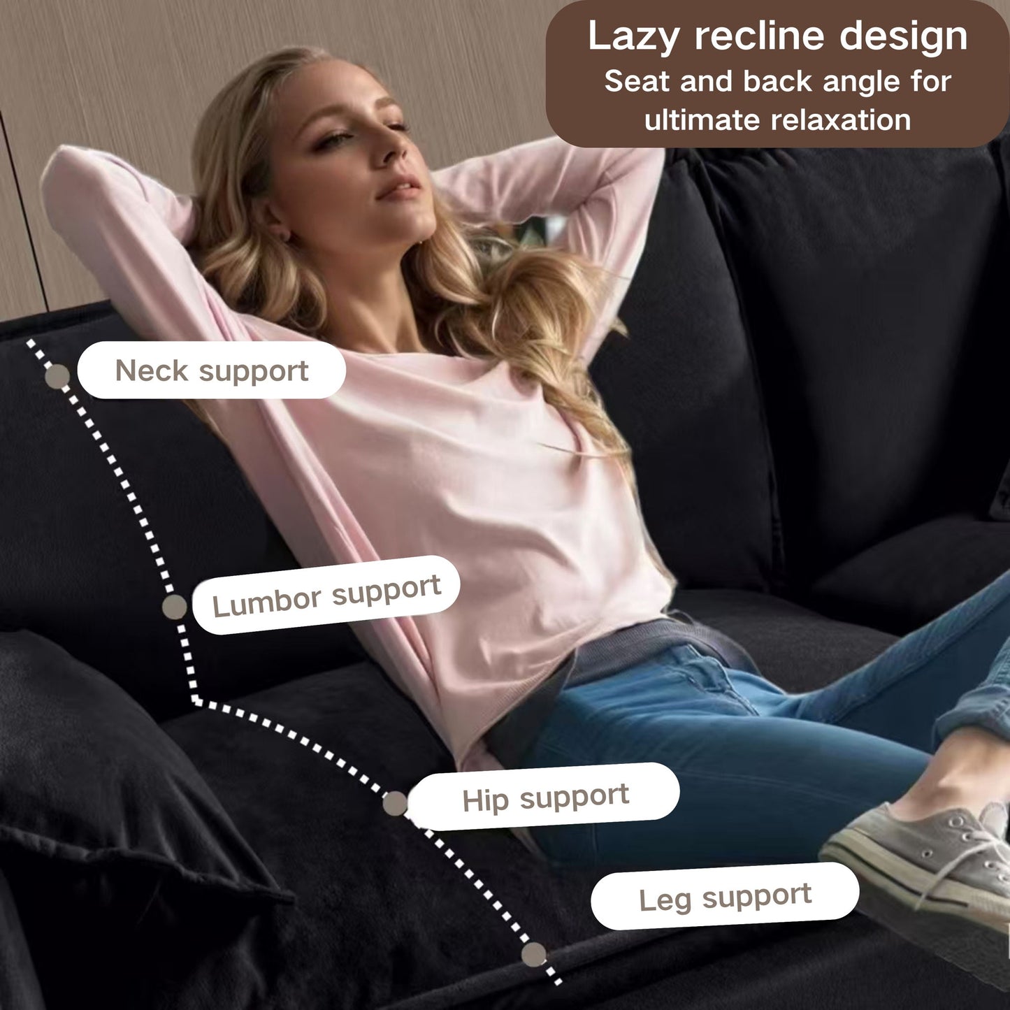 Modern Comfy Deep Seat Modular Sectional Sofa Cloud Couch With Ottoman