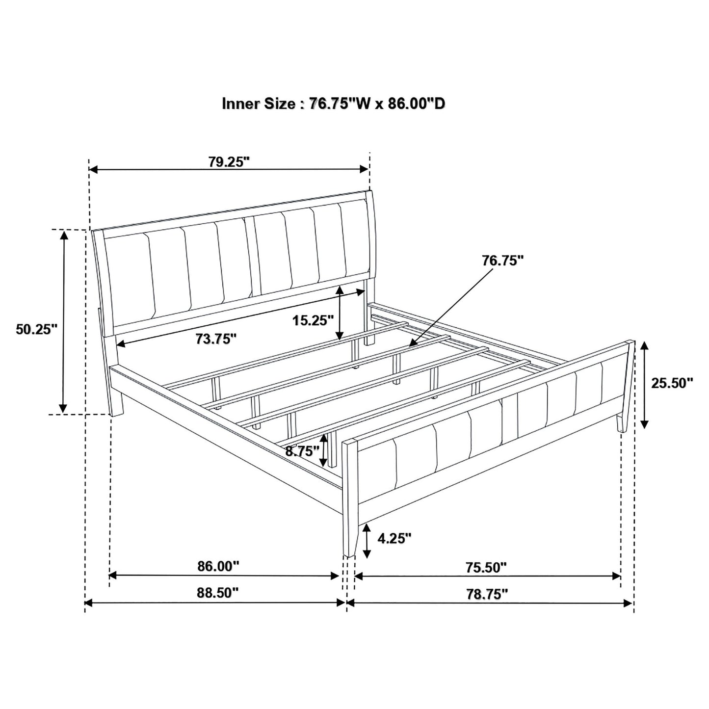 Upholstered Panel Bed With Headboard And Footboard