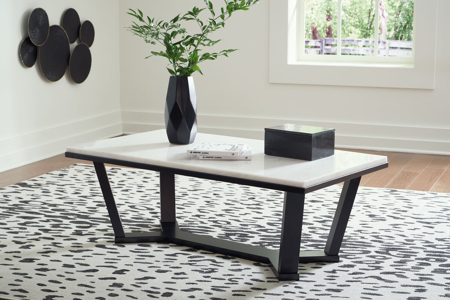 Fostead - Rectangular Cocktail Table - White / Espresso