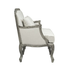 Tania - Chair With Pillow - Cream Linen & Gray