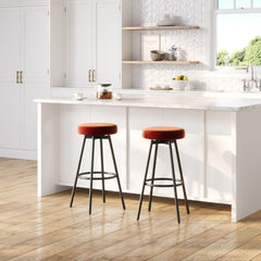 Modern Glam Upholstered Bar Stool - Rust