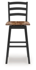 Wildenauer - Tall Swivel Barstool (Set of 2) - Brown / Black