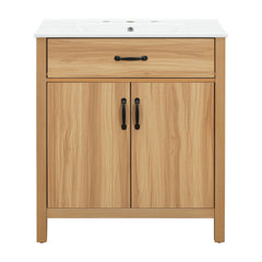 Bathroom Vanity With Flip Drawer, 2 Soft Close Doors, Adjustable Shelf And Ceramic Sink