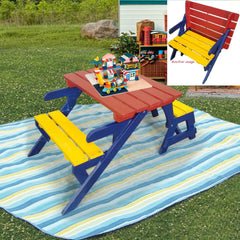 Kids Multi-Functional Arm Chair, Table With 2 Benches All-In-One Set