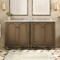 Vintage Double Sink Bathroom Vanity Set With Ceramic Sinks