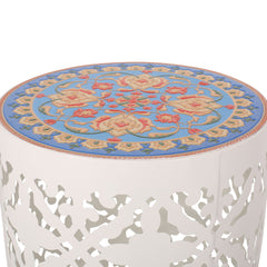 Airy - Outdoor Side Table With Lace Cut Design And Metal Frame