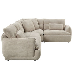 Jonina - Sectional Sofa With 4 Pillows - Beige Chenille