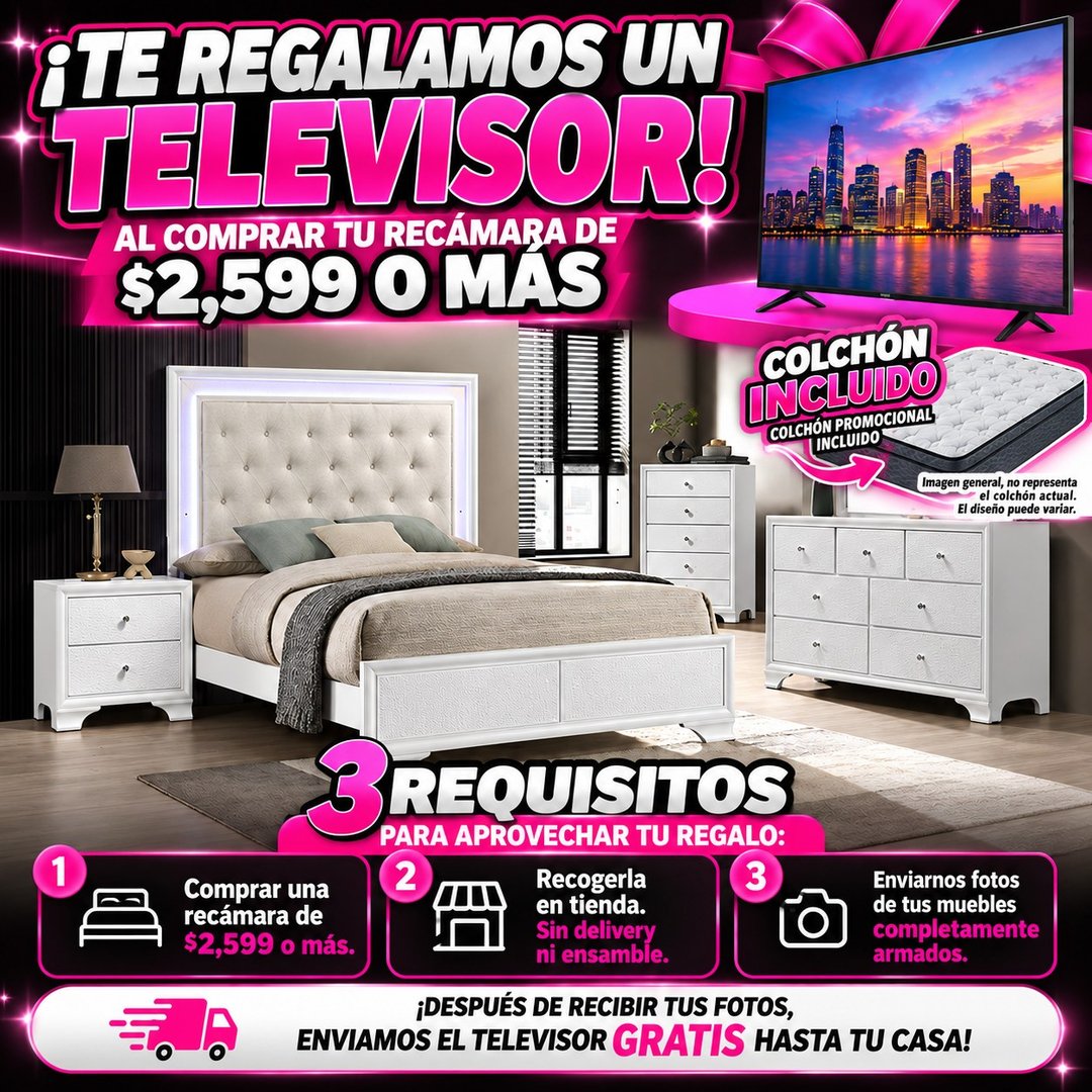 TV gratis al recoger tu recámara en tienda