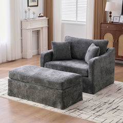 Accent Chair With Ottoman, Includes 2 Bolster Pillows