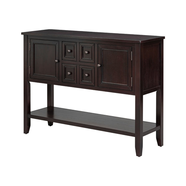 Cambridge Series - Console Table With Ample Storage 4 Small Drawers Bottom Shelf - Espresso