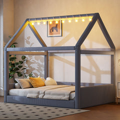 Upholstered House Style Daybed With LED Light Strips