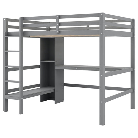Loft Bed With Built In Desk And Multifunction Shelves