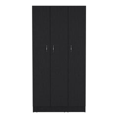 Wardrobe Armoire With 3 Doors And 2 Inner Drawers, 3 Doors - Black