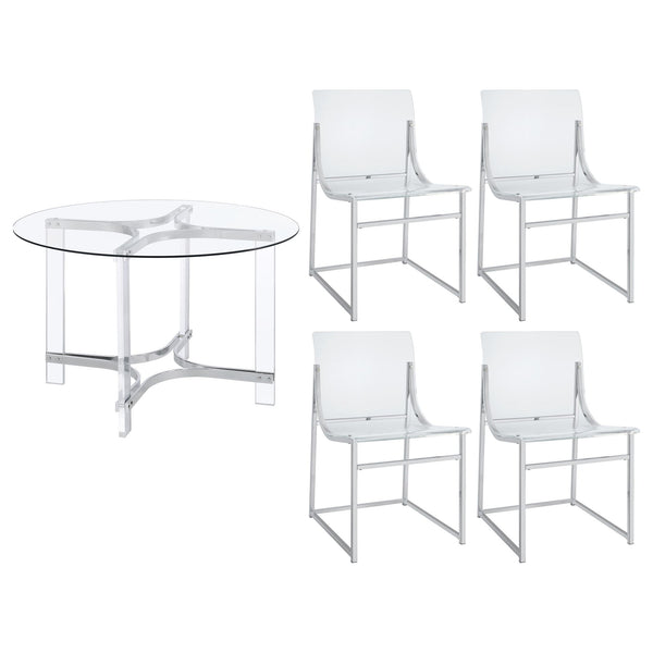 Uptown - 5 Piece Round Dining Set - Chrome