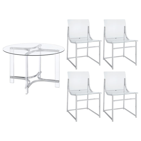 Uptown - 5 Piece Round Dining Set - Chrome