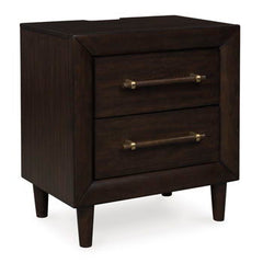 Mallenette - Merlot - Two Drawer Night Stand