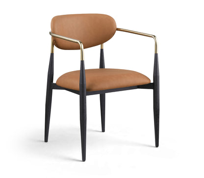 Ronda - Vegan Leather Upholstered Dining Arm Chair - Black Legs