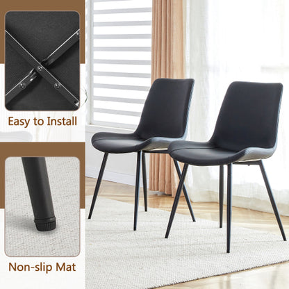 Comedor Circular Moderno 6 Puestos - Madera, Metal y Cuero Sintético Negro 48 - 001