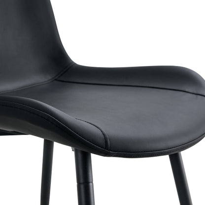 Comedor Circular Moderno 6 Puestos - Madera, Metal y Cuero Sintético Negro 48 - 001