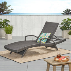 Salem - Contemporary Wicker Chaise Lounge With Arm, Weather Resistant