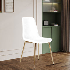 Fabric Dining Chairs, Upholstered Armless Accent Chairs, Classical Appearance And Metal Legs (Set of 4)