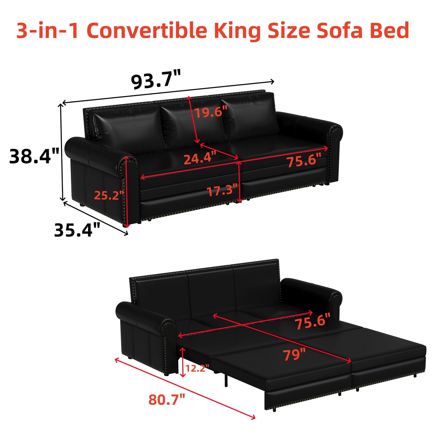 Chesterfield Sofa & Pull Out Bed
