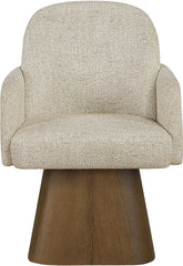 Marlowe - Linen Textured Fabric Upholstered Swivel Dining Arm Chair - Stained Brown
