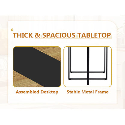 Comedor Ovalado 6 Puestos - Madera, Metal y Cuero Sintético Negro 48 - 002