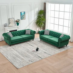 Chesterfield Set With Roll Armrest & Nailhead