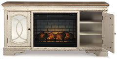 Realyn - 2 Pc. - 74" TV Stand with Electric Infrared Fireplace Insert - Chipped White