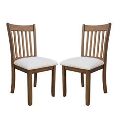 Modern Dining Chair, Wooden Back, Cushion Seats (Set of 2)
