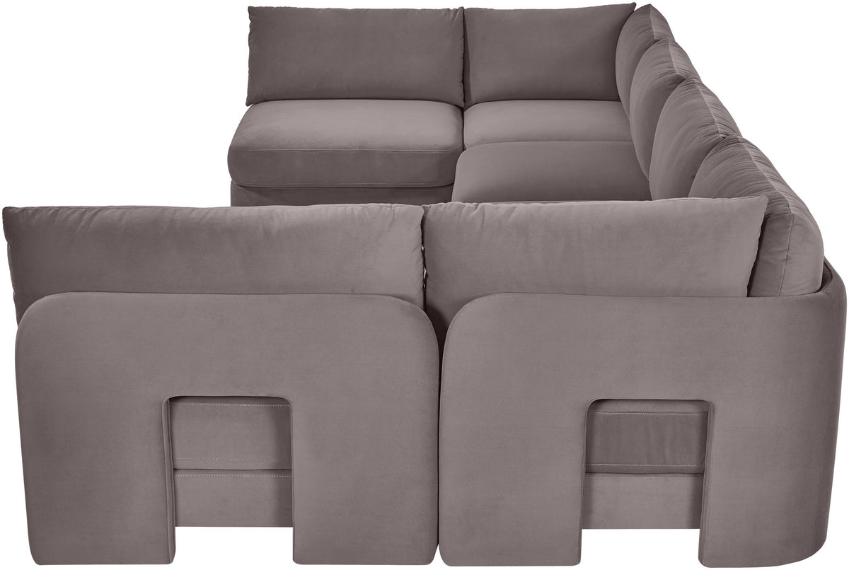 Hammond - Velvet Performance Fabric Upholstered 6 Piece U-Shaped Armless Sectional